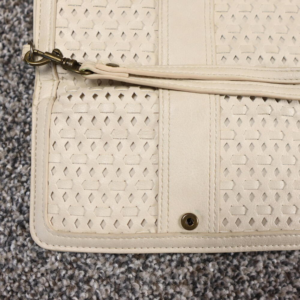 faux leather y2k wallet beige white wristlet wallet clutch - Picture 6 of 7
